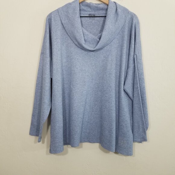 MICHAEL Michael Kors Long Sleeve Pullover Tope Sweater Blue Stretch Size 3X - Picture 1 of 7